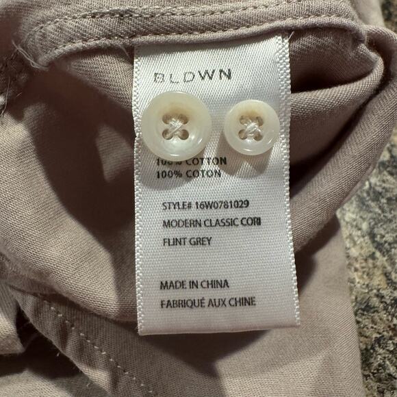 NWT BLDWN Mens Shirt Minimalist Workwear Neutral Button Down Flint Gray Large - Picture 4 of 8